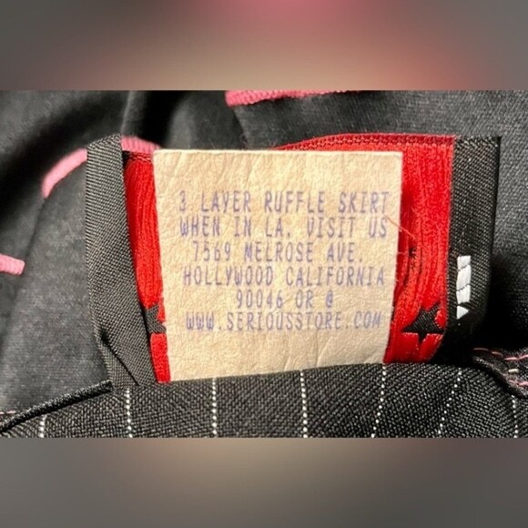 Vintage Y2K Serious Skirt Black with Sheer Top Layer and Pink Bow Details SZ L - Picture 11 of 11